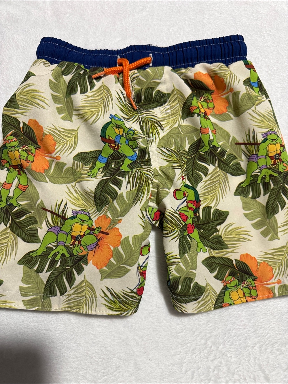 Nickelodeon Tropical Ninja Turtle Swim Shorts in Green, Orange, Navy